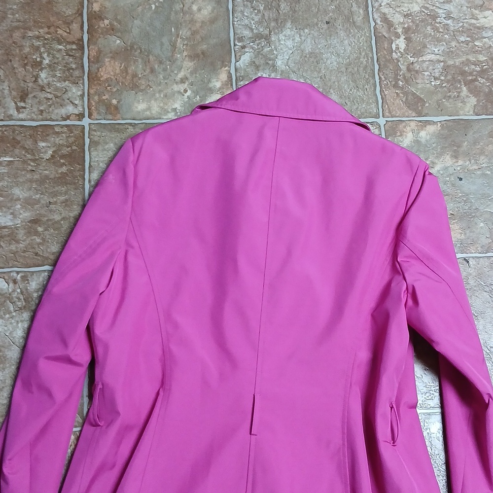 GUC Calvin Klein Women's Vibrant Pink Hard Shell Trench Coat Size 14 - Picture 5 of 5